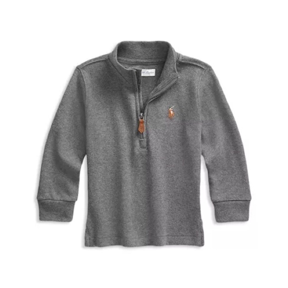 Ralph Lauren Boys' Cotton Interlock Quarter Zip Pullover